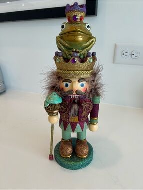 Kurt Adler Decorative King Frog Nutcracker in Teal, Gold, and Purple